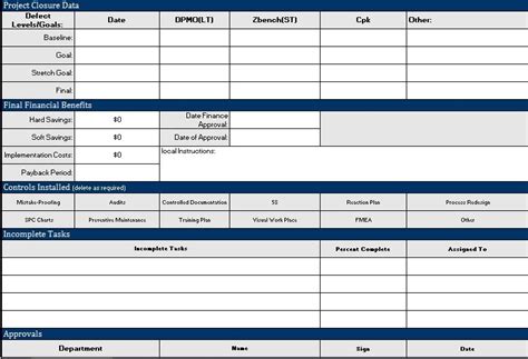 project closure report template excel